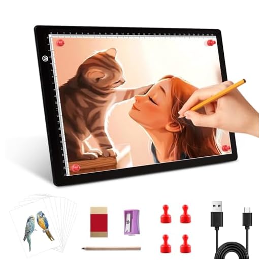 mesa de luz elice A4 con accesorios y 4 imanes, almohadilla de luz eléctrica tipo C ultradelgada con atenuación continua para dibujo de tatuajes, pintura de diamantes, transmisión, bocetos, animación