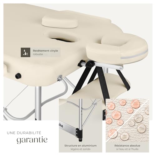 tectake® Table de Massage Pliante Professionnelle 3 Zones Aluminium Cosmetique Lit de Massage Table Esthetique Tatouage Portable avec Appuie-tête Amovible Repose Bras, Housse de Transport Incluse – vue 8