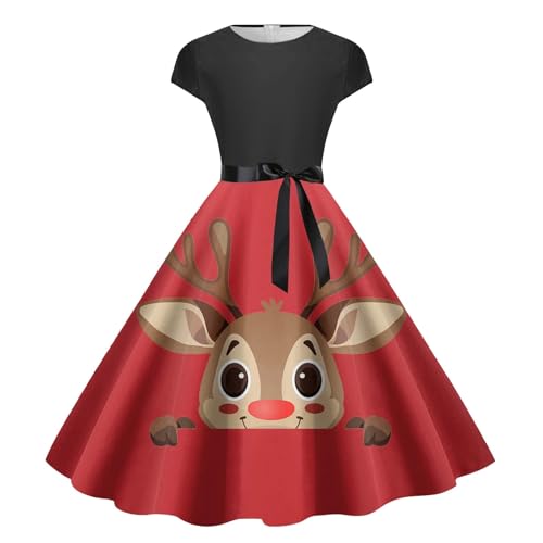 Vestido de fiesta de manga larga sin mangas para mujer, de Navidad, elegante, largo hasta la rodilla, rosso, XL