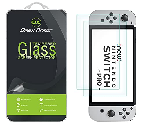 (2 Pack) Dmax Armor Designed for Nintendo Switch OLED 2021 Tempered Glass Screen Protector