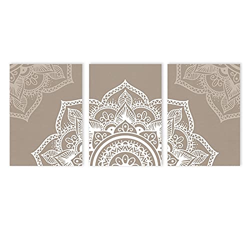 Affiche Islamique Zen Yoga Mandala Toile Beige Poster Mural Salon Bohême 70x100cm