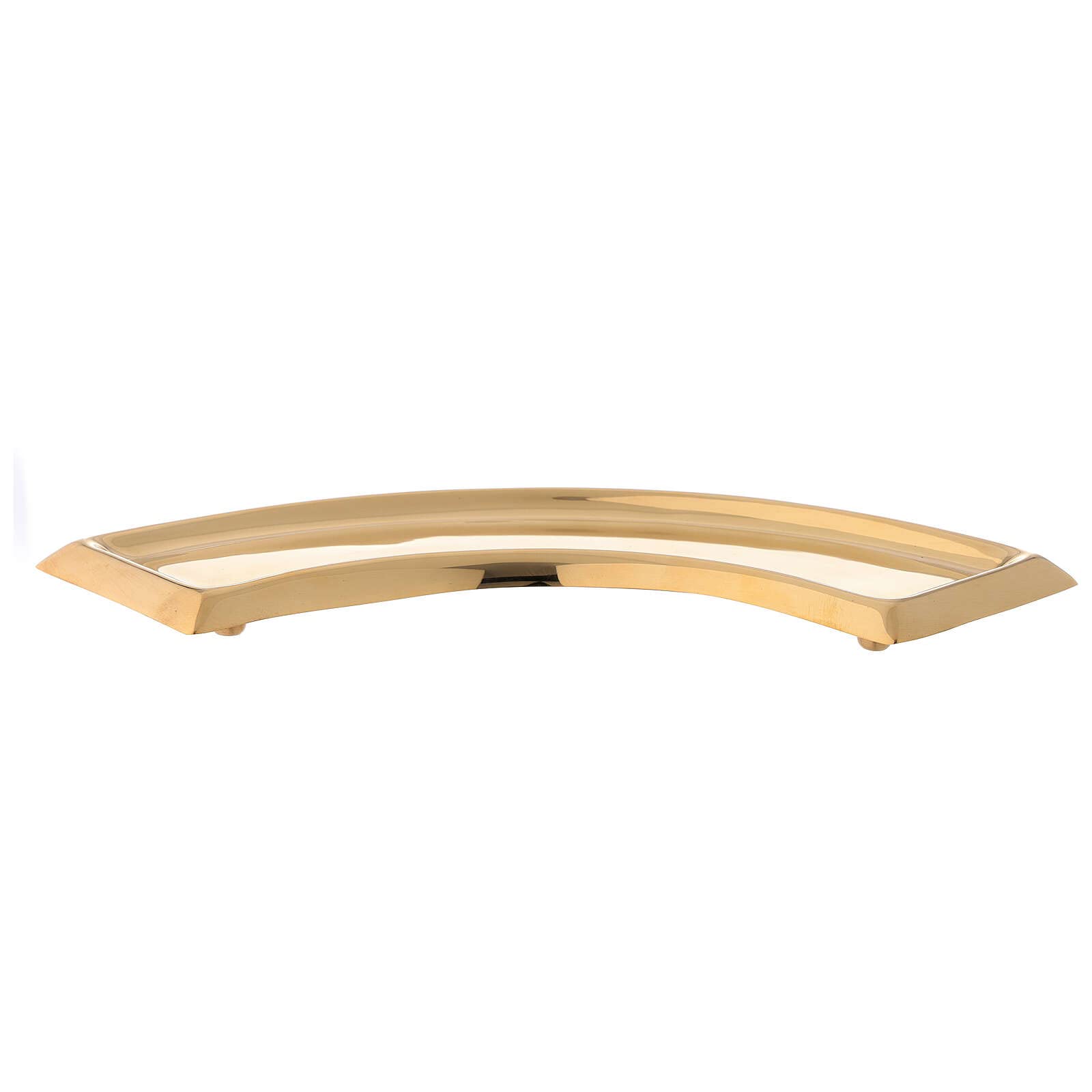 Golden Brass Curved Candle Holder Plate 30 cm