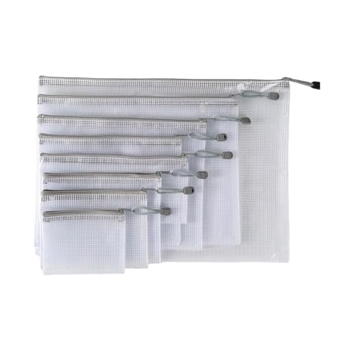 9Pcs Portable File Envelope Bag Zippered Document Storage Pouches Water Resistant PVC File Organiser for School Zippered Bag
