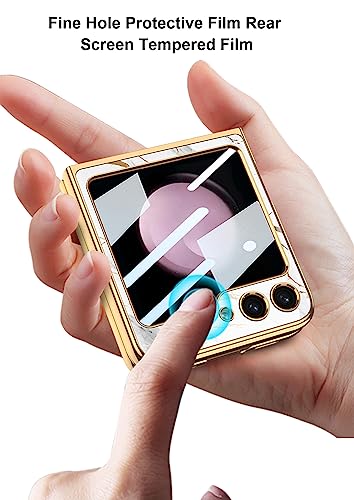 KOOKYY Capa para celular Samsung Galaxy Z Flip 5 de vidro pintado com suporte de anel e proteção de