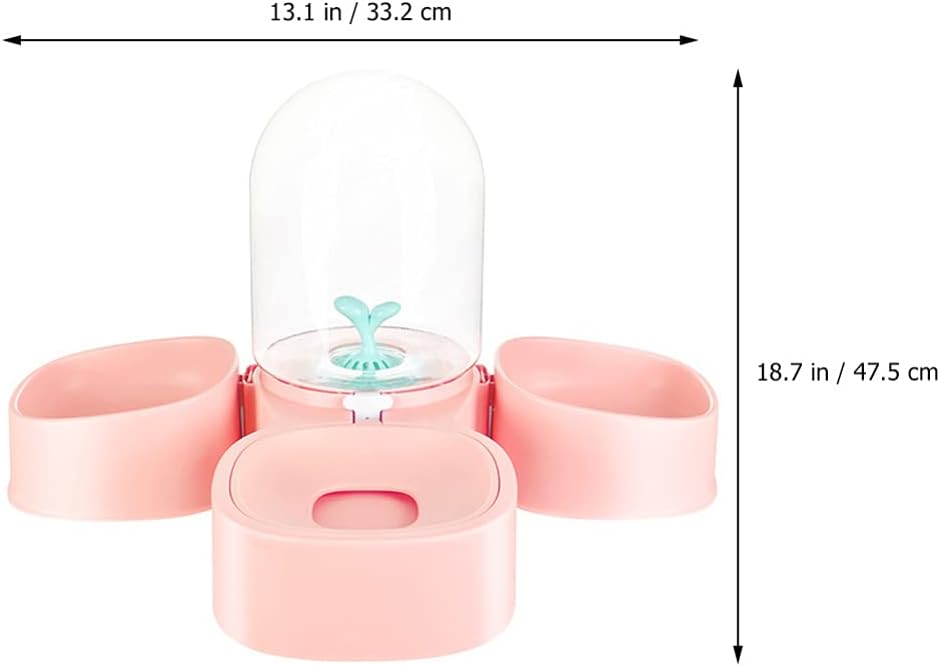 POPETPOP Detachable Pet Cat Dog Automatic Water Dispenser Bottle Double Bowls Capacity for Healthy Feeding and Drinking Spill Design for Cats and Dogs Three Bowls Pet Supplies Cherry