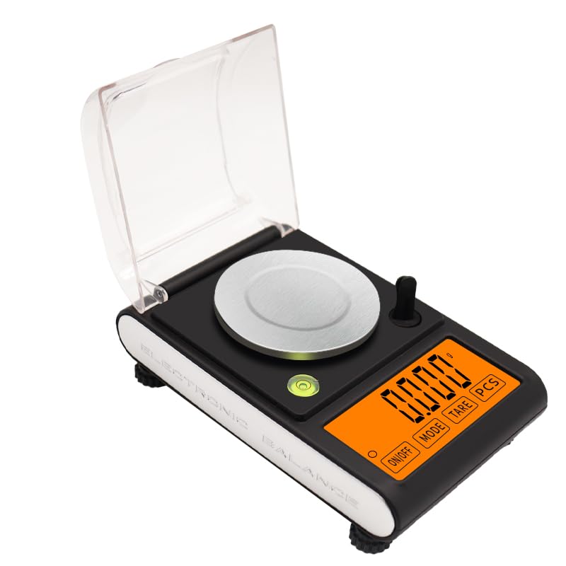 Atom KL2 Milligram Scale, 50g/0.001g Portable Mini Weighing Machine, Digital Weight Machine for Gold, Jewellery, Powder, Medicine with Orange LCD Display, Tare & Calibration Weight. A 100 Series. 1