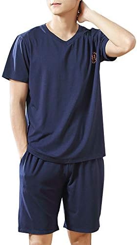 Men's Pajamas, Summer, Short Sleeve, Loungewear, Loungewear, Pockets, Lightweight, Thin, Comfortable, Lightweight, Thin, Top and Bottom Set