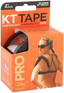 KT Tape Pro Synthetic Kinesiology Therapeutic Sports Tape, 20 Precut, 10” Strips, Jet Black
