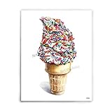 Top 10 Best Frosted Ice Cream Reviews & Comparison | Updated 13 Frosted Vanilla Ice Cream Cone Art Print Ice Cream Poster of watercolor painting dessert treats wall art Summertime watercolor-8'x10' No Frame, No Canvas