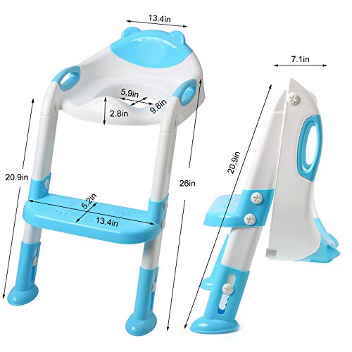 Potty Training Seat Step Stool Ladder Toddlers,Potty Training Toilet Seat Kids,Toilet Training Potty Chair for Boys Girls (Sky Blue)