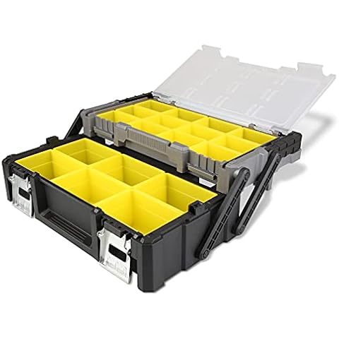 Olympia Tools 18 Inch Portable Plastic Cantilever Tool Box Organizer with Removable Compartments, Great Organization and Storage for Hardware, Assorted Nails, Dowels, Washers, Screws, Nuts and Bolts Cover