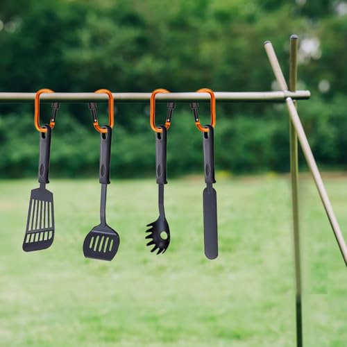 3-teiliger Karabinerhaken, Verschlusskarabiner mit Schraubverschluss, D-Ring, Karabiner-Schlüsselring für Rucksäcke, Schlüsselanhänger, Outdoor-Aktivitäten, Reisen (Orange)