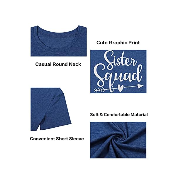 Women Sister Squad T Shirt Cute Relative Mothers Day Tee Shirt Cool Party Graphic Gifts Letter Print Tee Top (Blue, X-Large, x_l)