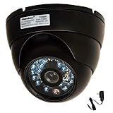 VideoSecu CCTV Security Day Night Vision Outdoor CCD Dome Camera Vandal-Proof 3.6mm Wide View Angle Lens 480TVL with Power Supply MC8
