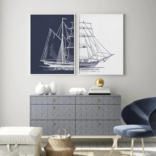 Décoration d'intérieur voile nordique 50x70 | Solution murale grand format 2 cadres