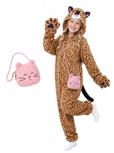 Cat Onesie Costume, Animal Onesie Pajama Halloween Costume with Cat Bag