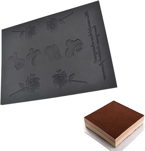 Mousse - Molde de de silicona con textura de rollo suizo, tapete de fondant de encaje de flores de rosas, herramientas de decoración de pastelería