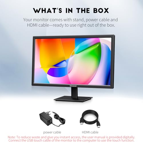 Image of 27 Inch Touchscreen Monitor FHD 1920x1080P IPS Computer Monitor 10-Point Touch Screen PC Display HDMI /VGA /USB Ports, Built-in Speakers, VESA Mountable