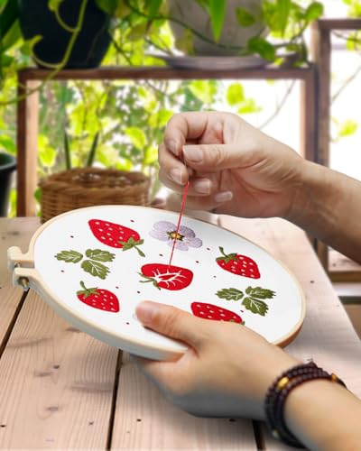 Image of TINDTOP Embroidery Kit for Adult, 4 Pack Cross Stitch Practice Kits | for Beginners Include Embroidery Cloth Hoops Threads for Craft Lover Hand Stitch with Embroidery Skill Techniques
