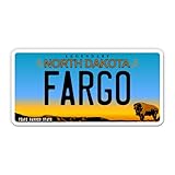 Squiddy Fargo North Dakota State License Plate Style - Vinyl Sticker Decal for Phone, Laptop, Water Bottle (3.5" Wide)