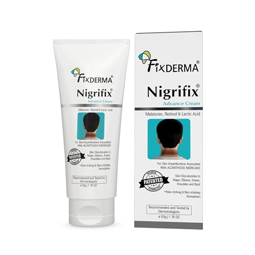 Image of Fixderma Nigrifix Advance Cream for Acanthosis Nigricans with Melatonin, Retinol & Lactic Acid | For Dark Body Parts like Neck, Ankles, Knuckles, Armpits, Thighs & Elbows | Dermatologist Tested - 50g