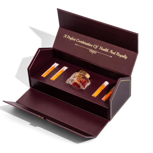 Image of Baby Brand Saffron Triangular Gift Hamper | Mongra Kesar /Keshar Threads (1gm) + Instant To Use Saffron Powder (4x500mg Each) | Grade 1 ISO 3632 Tested | For Wedding, Celebrations & Corporate Gifting