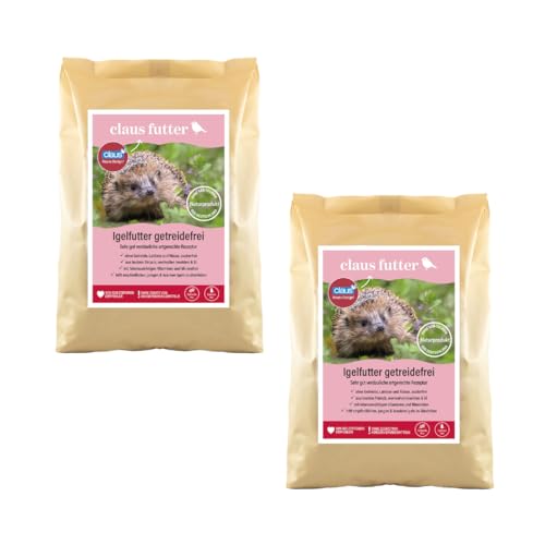 Claus Igelfutter getreidefrei | Doppelpack | 2 x 750 g | Mischfuttermittel für Igel | Auch für ernährungssensible, empfindliche und Junge Igel geeignet | Enthält Fleisch, Insekten und Ei