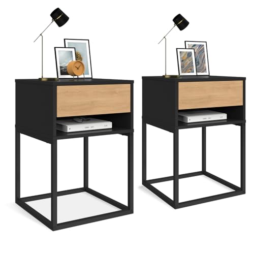 IDMarket Ernest: Juego de 2 mesitas de noche