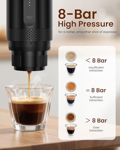Image of Portable Espresso Maker, Electric Espresso Machine for Travel, Camping, Rechargeable USB-C Mini Coffee Maker for NS Capsule Pods and Ground Coffee, Matte Black
