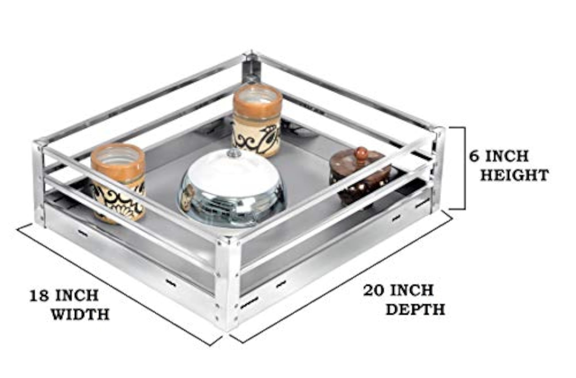 Stainless Steel Modular Kitchen Rectangular Pipe Set of 3