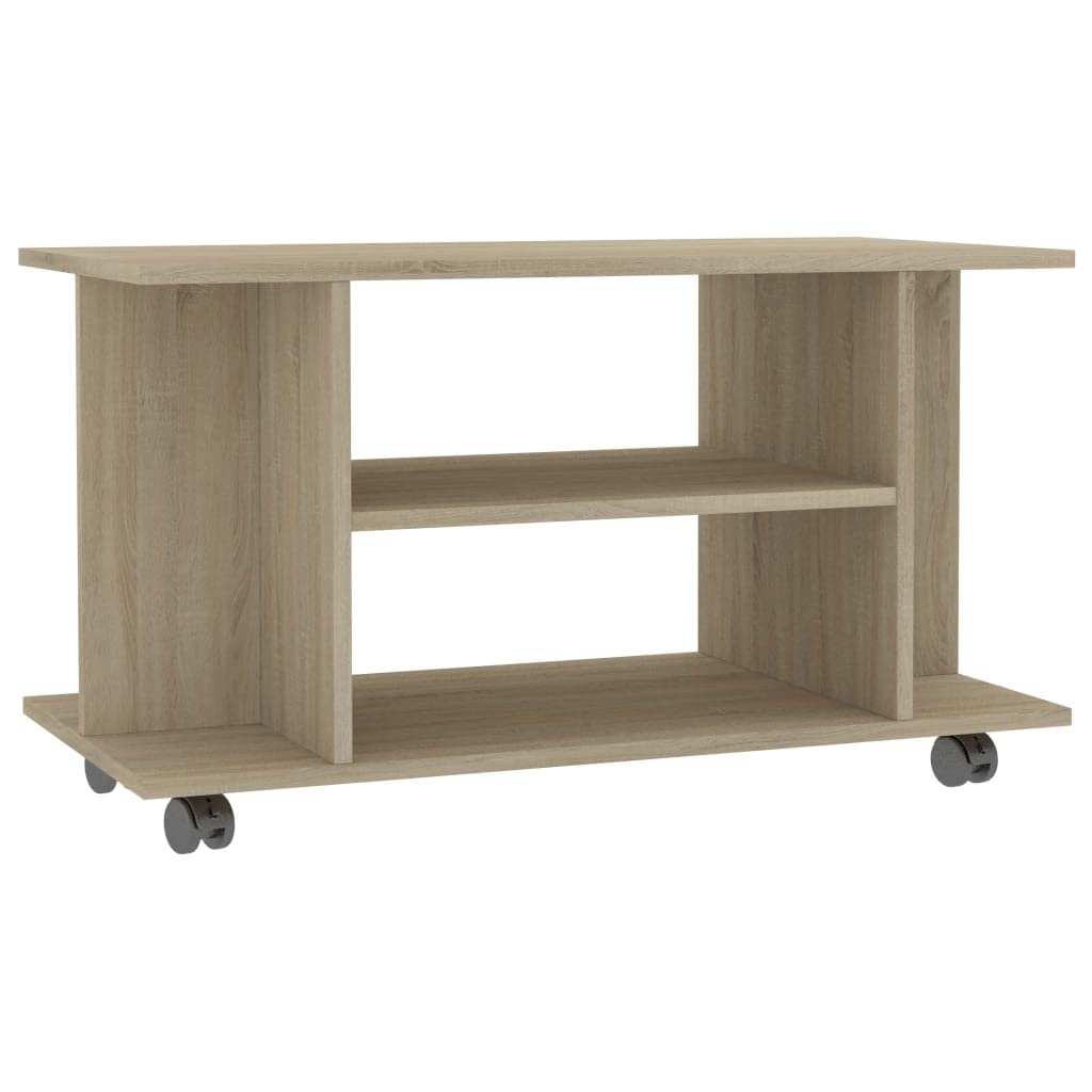 vidaXL Mobile TV con Ruote e Scomparti Aperti Robusto Elegante Armadietto Basso Multimediale Credenza Rovere Sonoma 80x40x45 cm in Truciolato