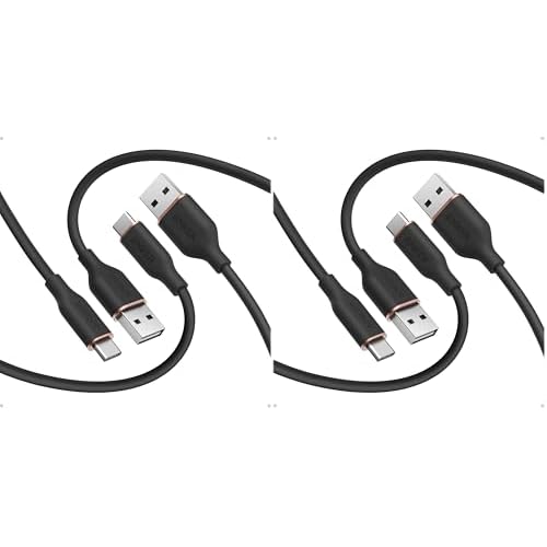 Anker Type C Cable，4 Pack USB A to USB C Flow Cord, Fast Charging for iPhone 17 16 or Max Plus and More (6FT, Black)