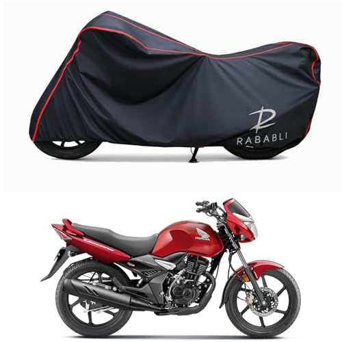 Image of Waterproof Bike Body Cover Compatible for | Honda Unicorn STD | Taffeta Fabric, Red Piping Design, Bottom Elastic Fit | Dustproof, Sun UV & Rain Protection for All Bikes
