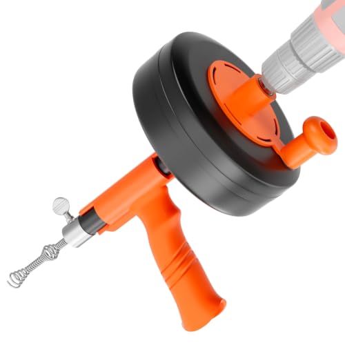 Rohrreinigungsspirale 7 6m mit Bohraufsatz Flexibles 2-in-1 Antriebsmodus (Elektrisch & Manuell) Abflussreiniger Spirale Für Küche/Bad Rohre + Haushalts Handschuhe Inklusive Metalltrommel