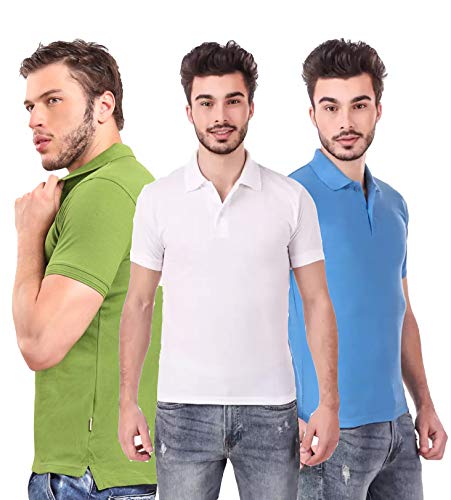Image of KEOTI Poly Cotton(Mattey) Collar Neck Half Sleeves Tshirt for Men & Boys (Pack of 3), Plain-Regular Fit, Casual Wear, Polo Tees for Daily Use Stylish Comfortable Men's T-Shirt