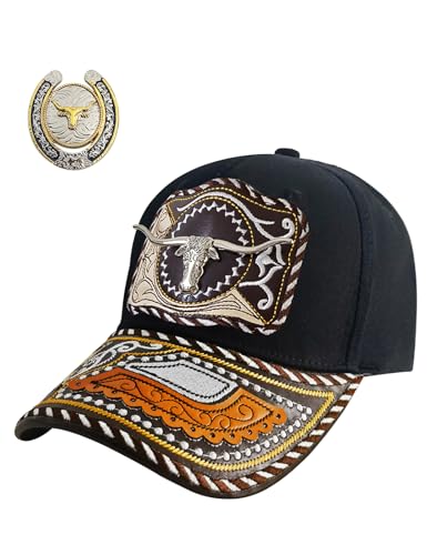 TOPACC Cowboy Trucker Hat for Men Women Longhorn Vintage Western Country Hat Cute Baseball Cap for Western Outfit