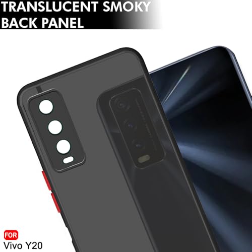 Image of TheGiftKart Translucent Hybrid Back Case Cover for Vivo Y20 / Y20a / Y20g / Y20i / Y20t / Y12g / Y12s | Smoked Matte Back | 360 Degree Protection | Protective Hard Back Cover (PC & TPU, Black Bumper)