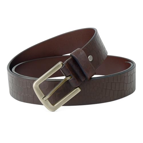 Image of Casual Genuine Leather Belt for Men's /Boys ideal for Jeans. Color - Brown /Tan ||CSBL-CROCO-BR||