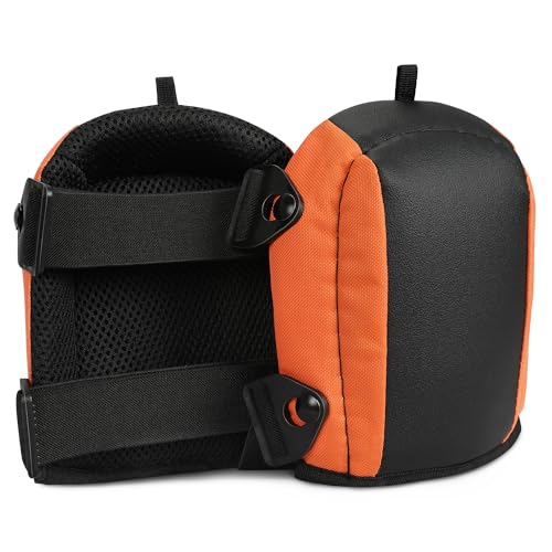NINEMAX Genouillère Travail 1 paire Genouillère De Protection pour Jardinage Chantier Constructions,Tissu Confortable Et Doux Bande Élastique Anti-Glisse(Orange)