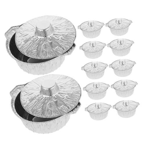 DECOMELODY 12個 使い捨て厚手アルミ箔鍋 大容量蓋付き耐熱バーベキュー用食品容器 キャンプや家用多用途ホイルポット