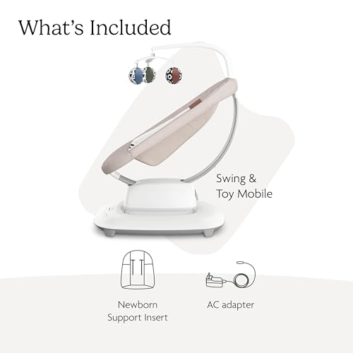 UPPAbaby Mamaroo Smart Swing – 5 motions + 5 speeds + 4 sounds with MotionSync Technology – Infant Recline + Bluetooth Enabled – Included Newborn Insert – Charlie (Sand Mélange) - Image 3