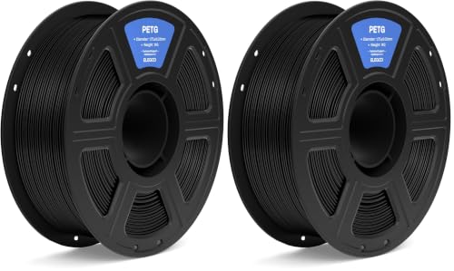 Image of ELEGOO PETG Filament 1.75mm Black 1KG, 3D Printer Filament Dimensional Accuracy + /- 0.02 mm, 1kg Spool(2.2lbs) Fits for Most FDM 3D Printers (Pack of 2)