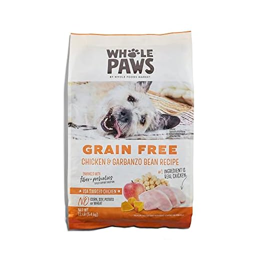 Whole Paws, Grain-Free Dry Dog Food, Chicken & Garbanzo Bean Recipe, Enhanced with Fiber & Prebiotics, 12 lb