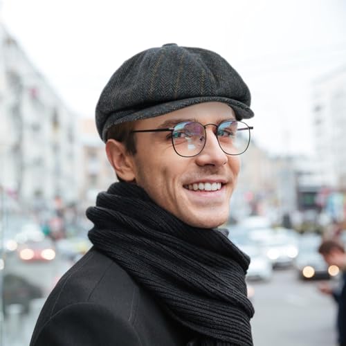 Fashion Men’s Classic Newsboy Gatsby Hat Blend Wool Vintage Flat Ivy Cabbie Cap Boyfriend Gifts(Medium/Large/X-Large)