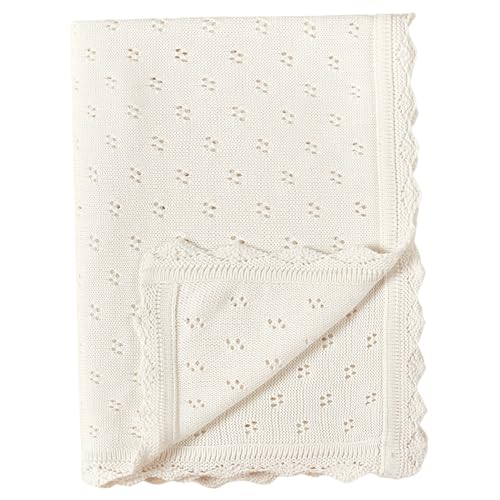 Couverture bébé tricotée blanche anti surchauffe en coton respirant