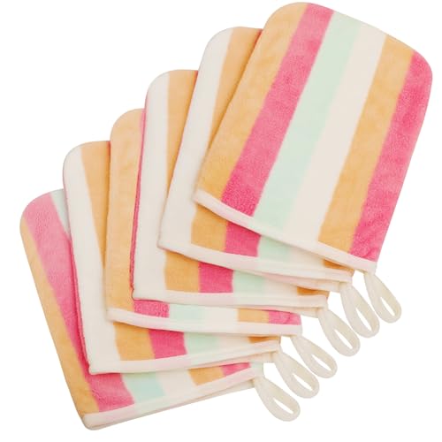GRBAIN 6 Piezas Manoplas Baño Toallas Baño Toalla Facial Toalla Cara Toalla Microfibra Toallas Lavabo Esponja Bebe Recien Nacido Toalla Desmaquillante Reutilizable Limpieza Facial 15x21cm Franela-E