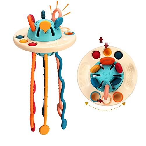 Image of Baby Toys 6-12-18 Months, Sensory Montessori Toys for Babies 6 7 8 9 10 12 Months Busy Car Ride Travel Toys for Toddlers 1-3 Soft Silicone Pull String First Birthday Gifts for 1-3 Year Old Girl Boy