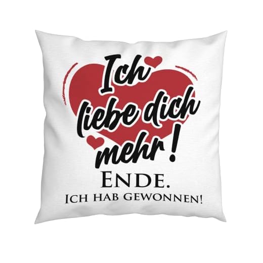 LIEBTASTISCH - Kissen mit Spruch. Ich Liebe Dich mehr. - Liebe - Schatz - Geschenk für Paare - Liebeskissen - 40x40cm Valentinstagsgeschenk