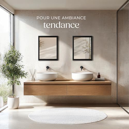 Miroir mural rectangulaire avec cadre en plastique design minimaliste - vue 7