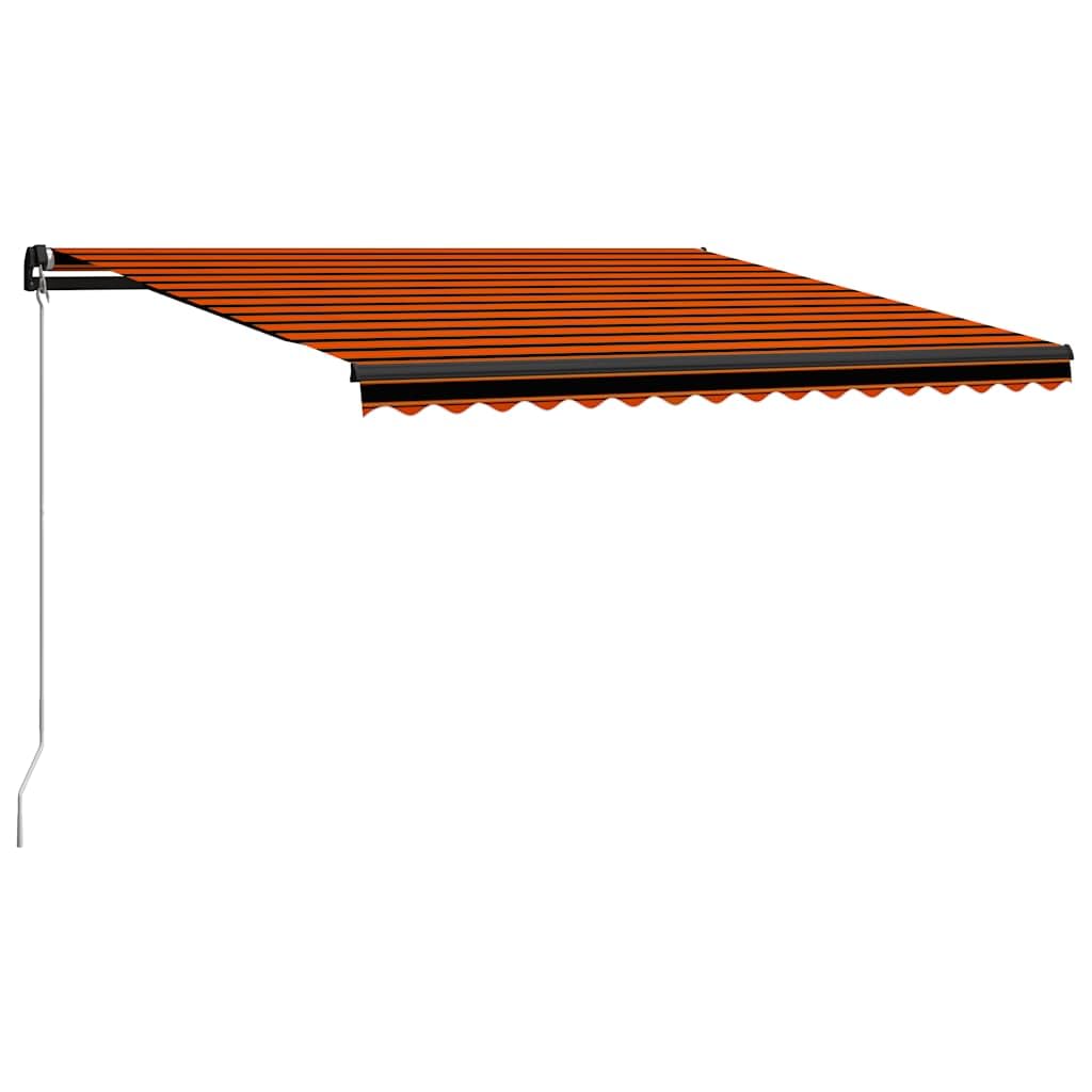 Auvent manuel rétractable avec LED 450x300 cm orange marron, store extérieur